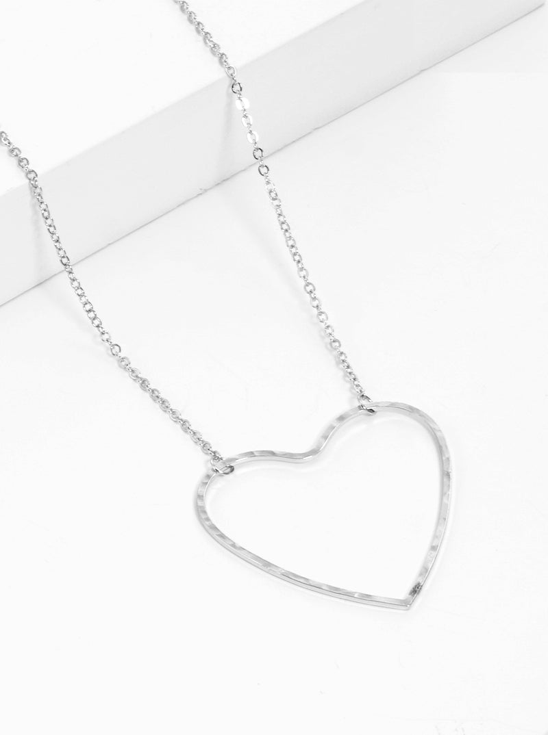 Hammered Open Heart Pendant Necklace