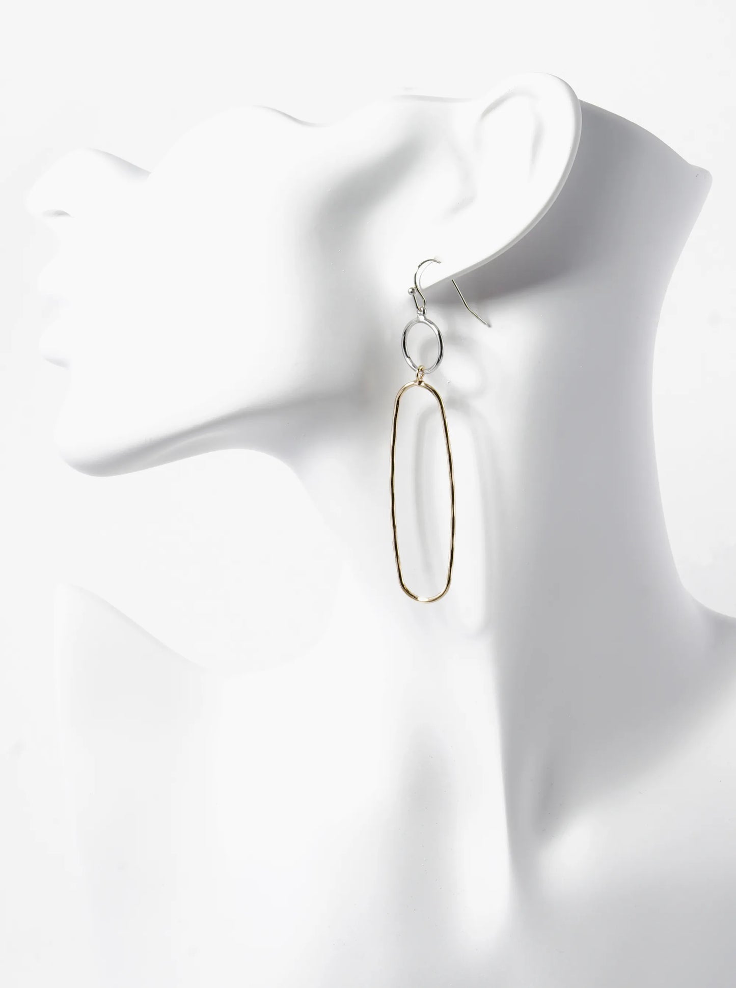 Hammered Oval Drop Lightweight Brass Dangle Earrings