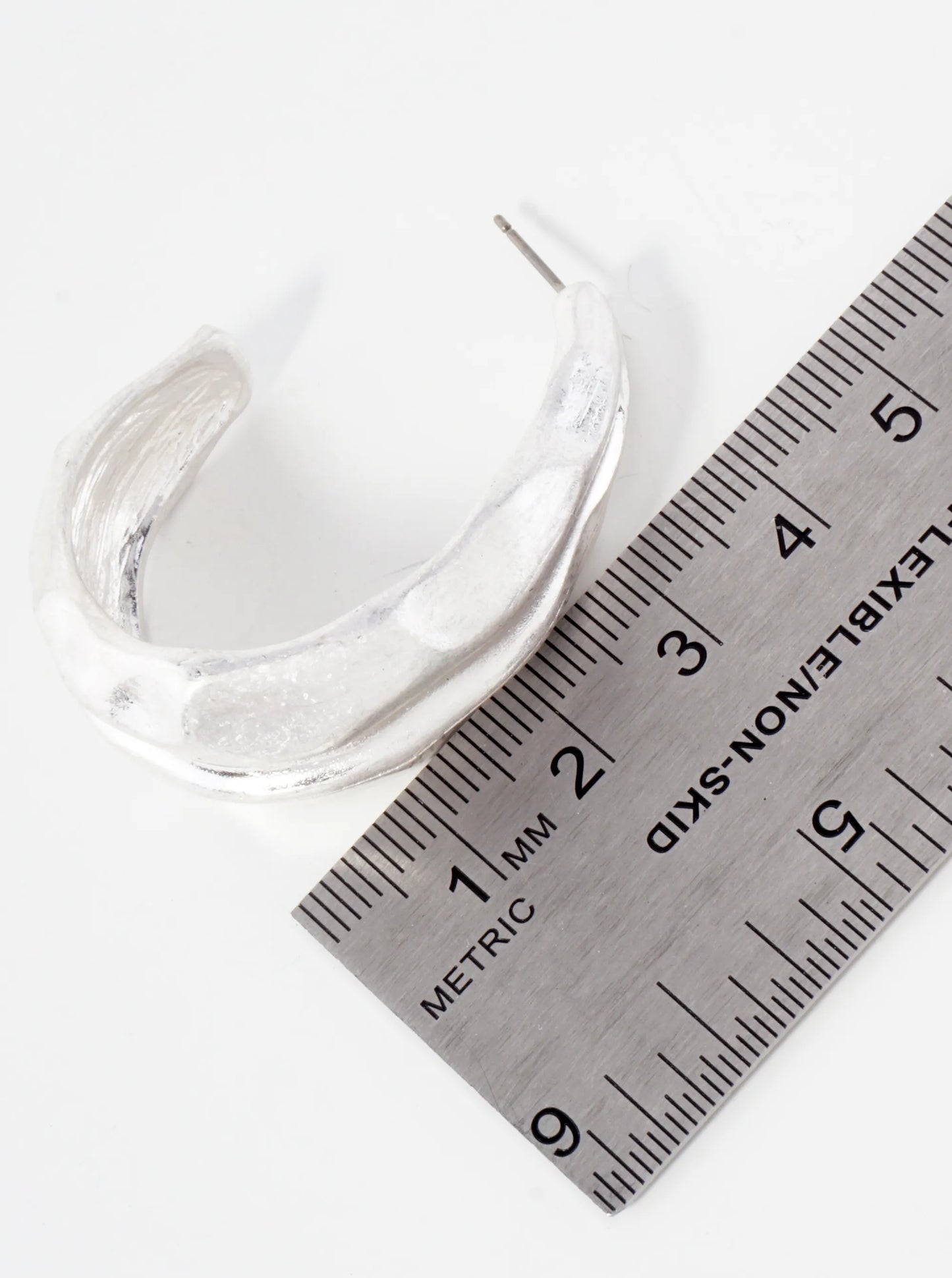 Hammered-Texture 40mm Teardrop-Shape Chunky Hoop Earrings With-Titanium-Post