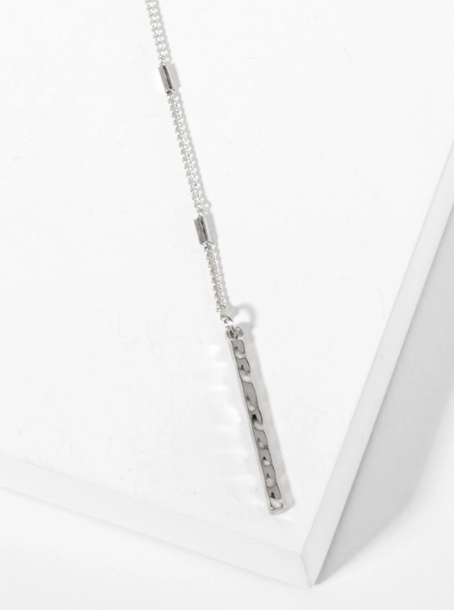 Hammered-Texture Bar Drop 32-inch Long Y Lariat Necklace