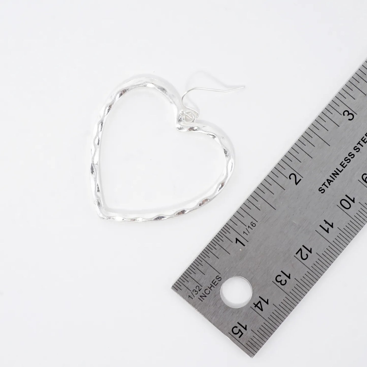 Hammered-Texture Cutout Heart Dangle Earrings