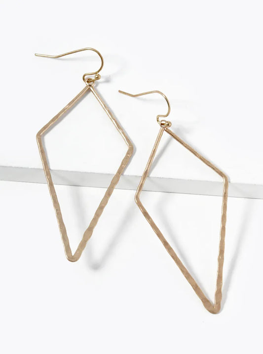 Hammered Texture Diamond Shape Drop Dangle Earrings