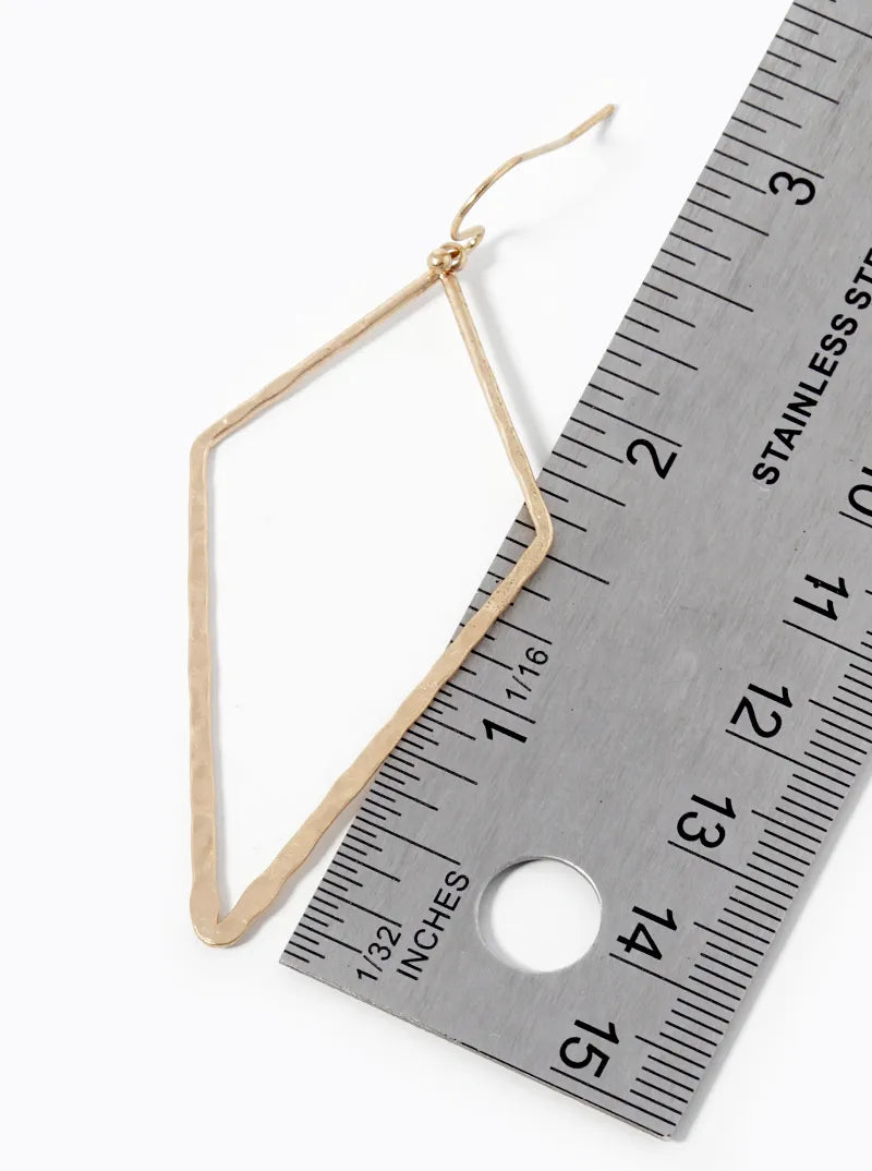 Hammered Texture Diamond Shape Drop Dangle Earrings
