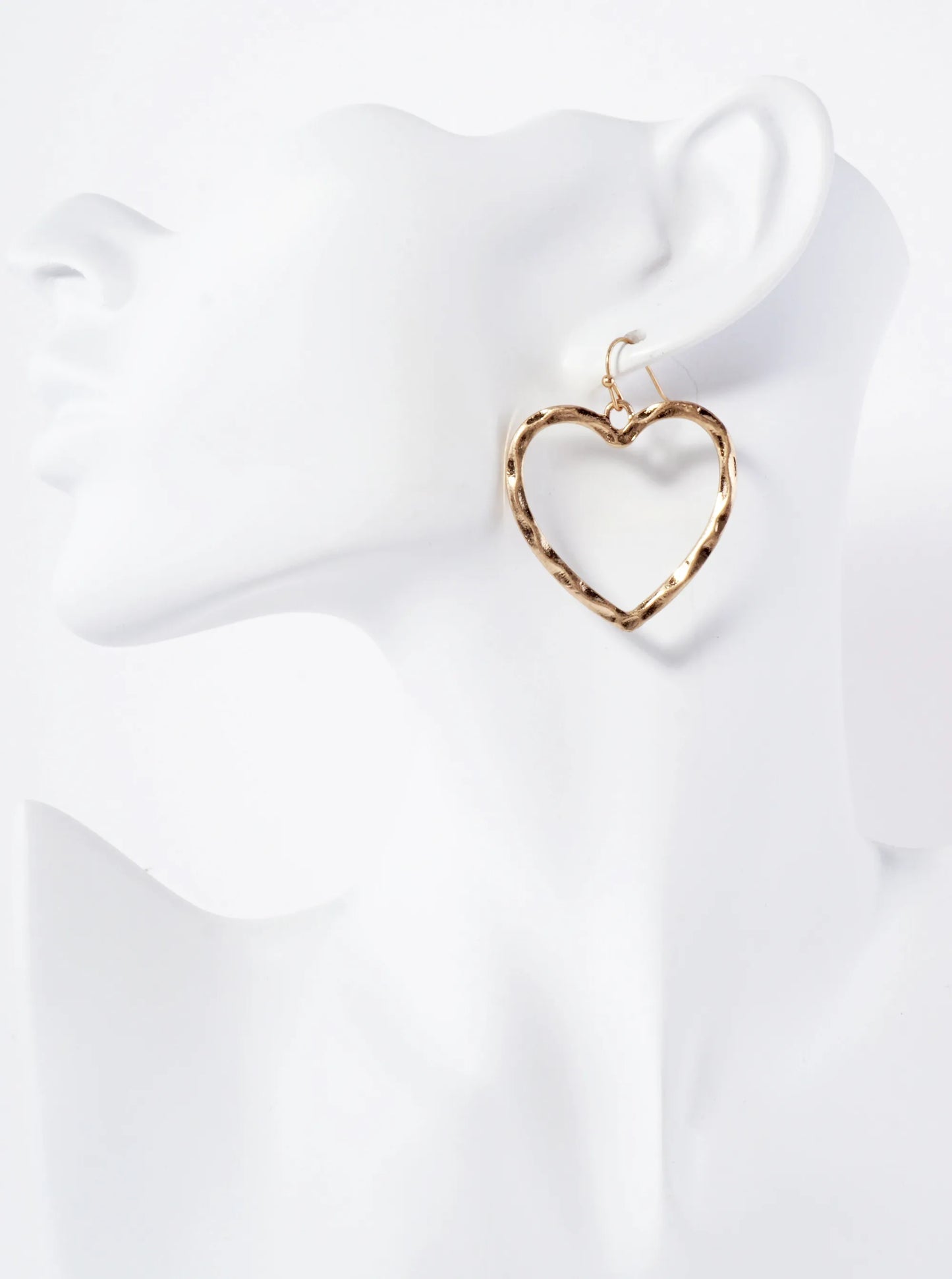 Hammered Texture Heart Shaped Dangle Earrings