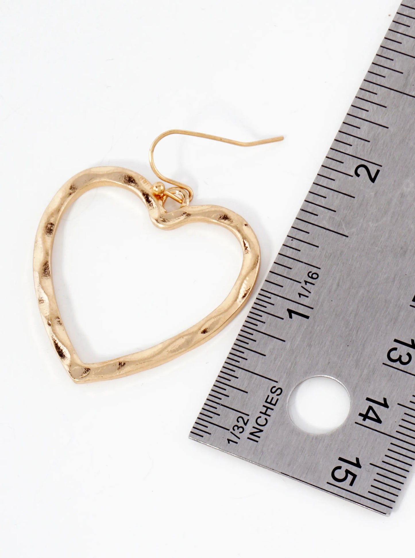 Hammered Texture Heart Shaped Dangle Earrings