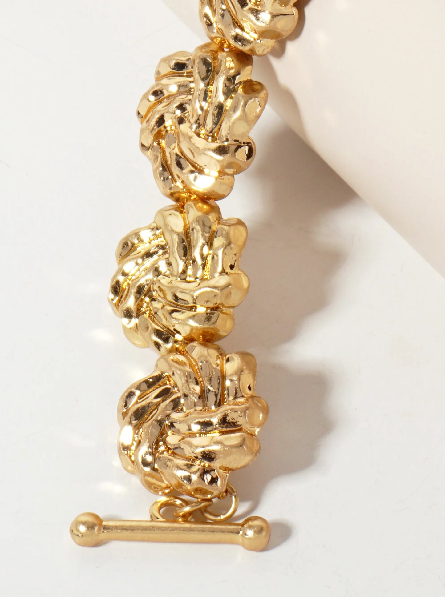 Hammered-Texture Knot Design Vintage Chain Bracelet With-Toggle-Closure