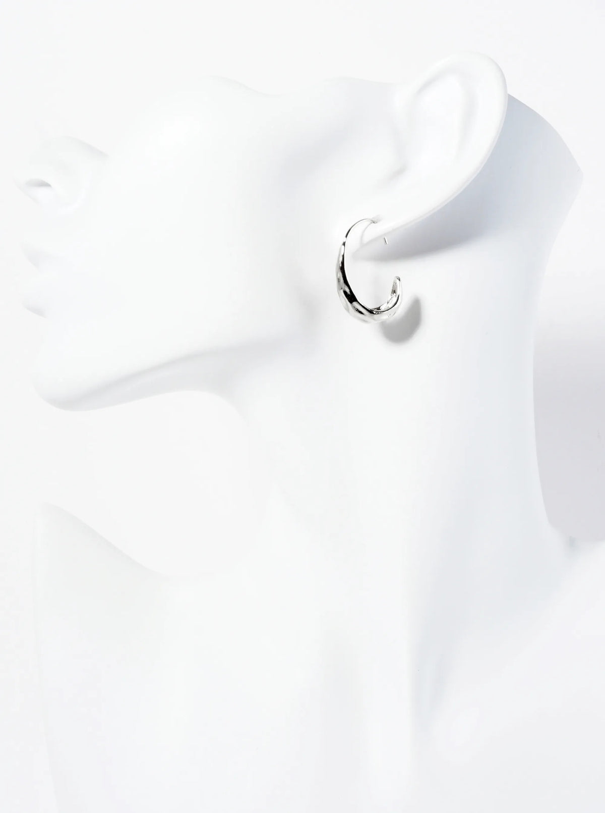 Hammered-Textured 14K-Gold-Dipped Oval Drop Wire Earrings