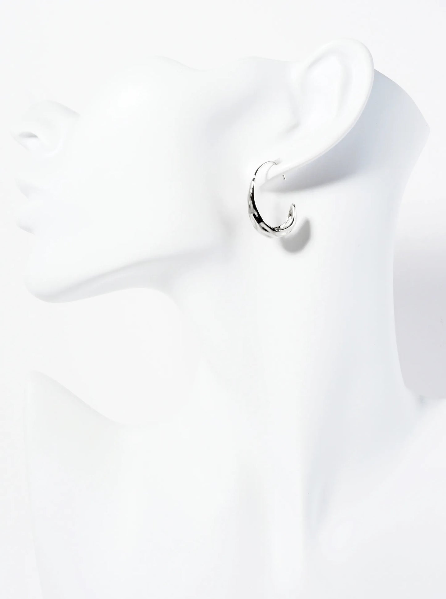 Hammered-Textured 14K-Gold-Dipped Oval Drop Wire Earrings