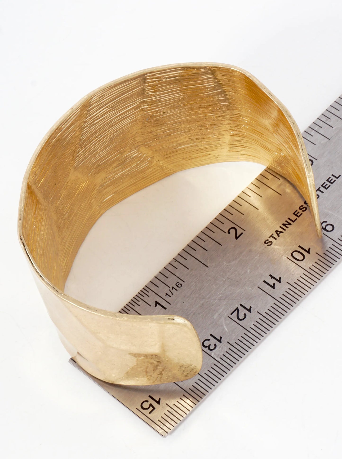 Hammered-Textured Bold Metal Statement Open Cuff Bracelet
