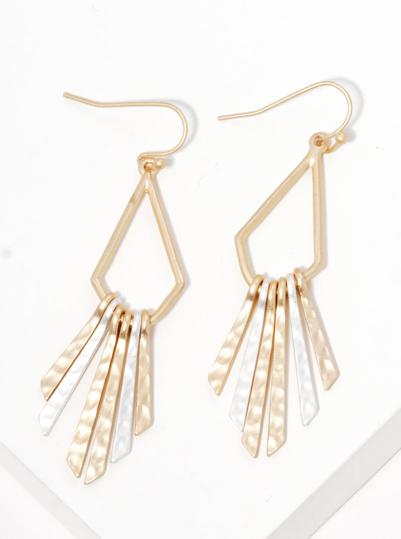 Hammered Bar Drop Metal Fishhook Earrings