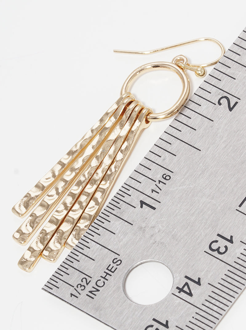 Hammered Metal Bar Drop Dangle Drop Earrings