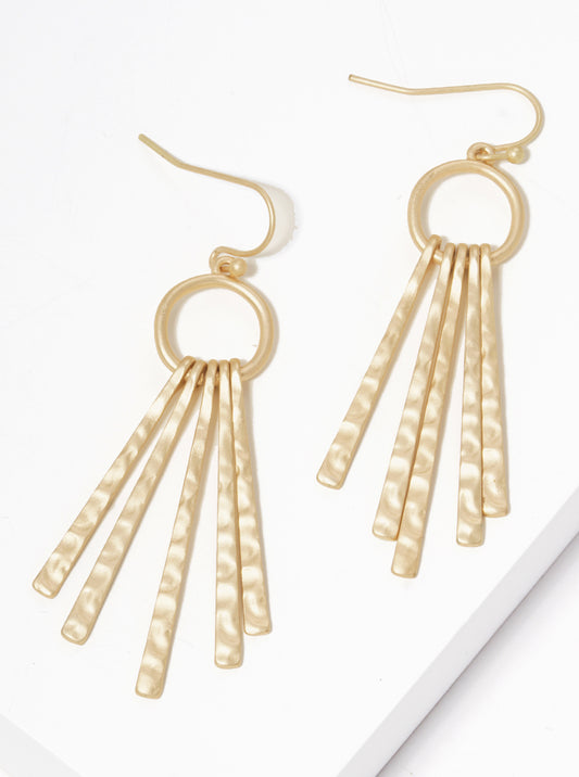 Hammered Metal Bar Drop Dangle Drop Earrings