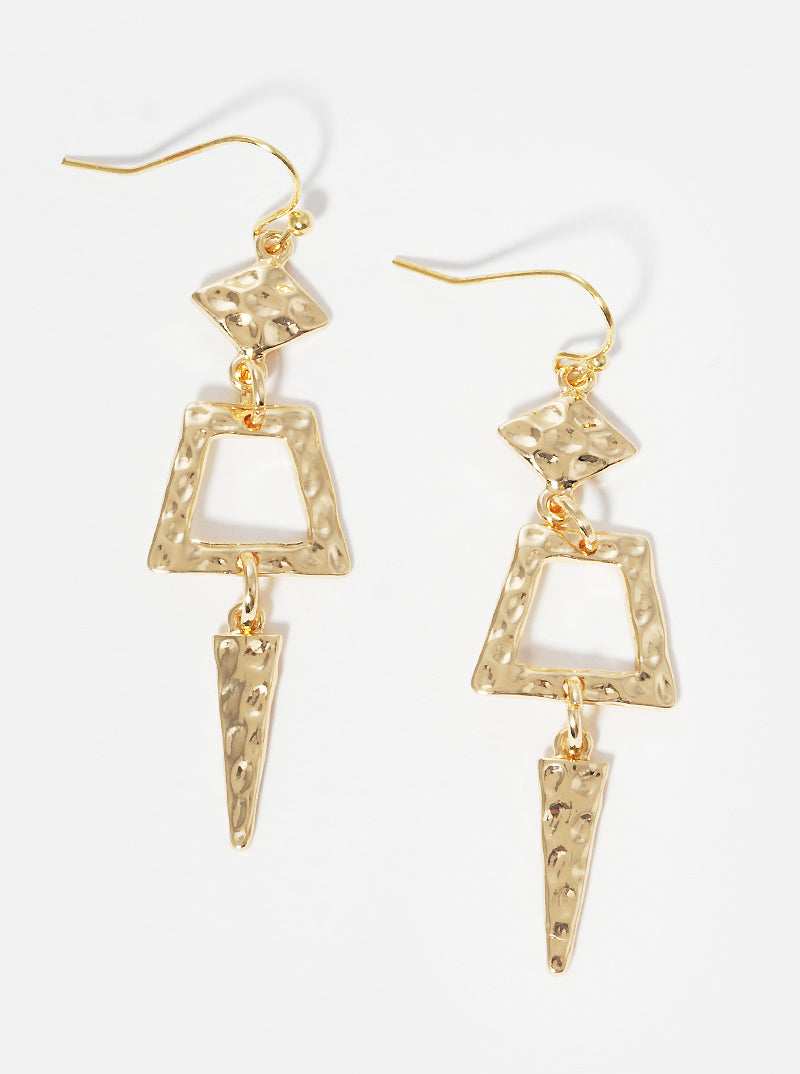 Hammered Metal Geometric Shape Dangle Drop Earrings
