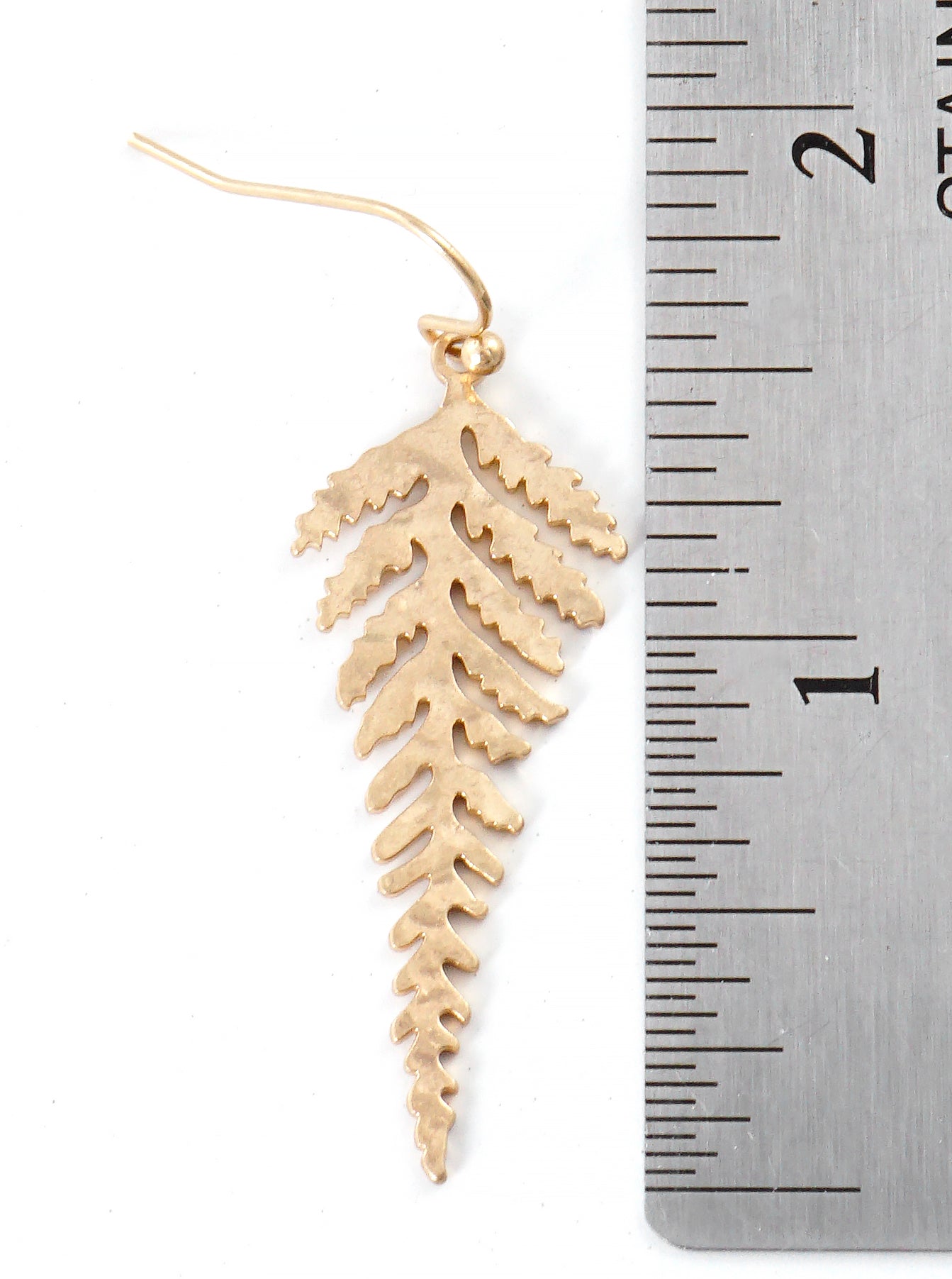 Hammered Metal Leaf Dangle Drop Earrings