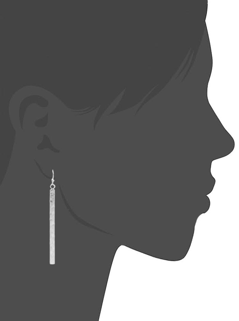 Hammered Metal Rectangle Bar Drop Dangle Earrings