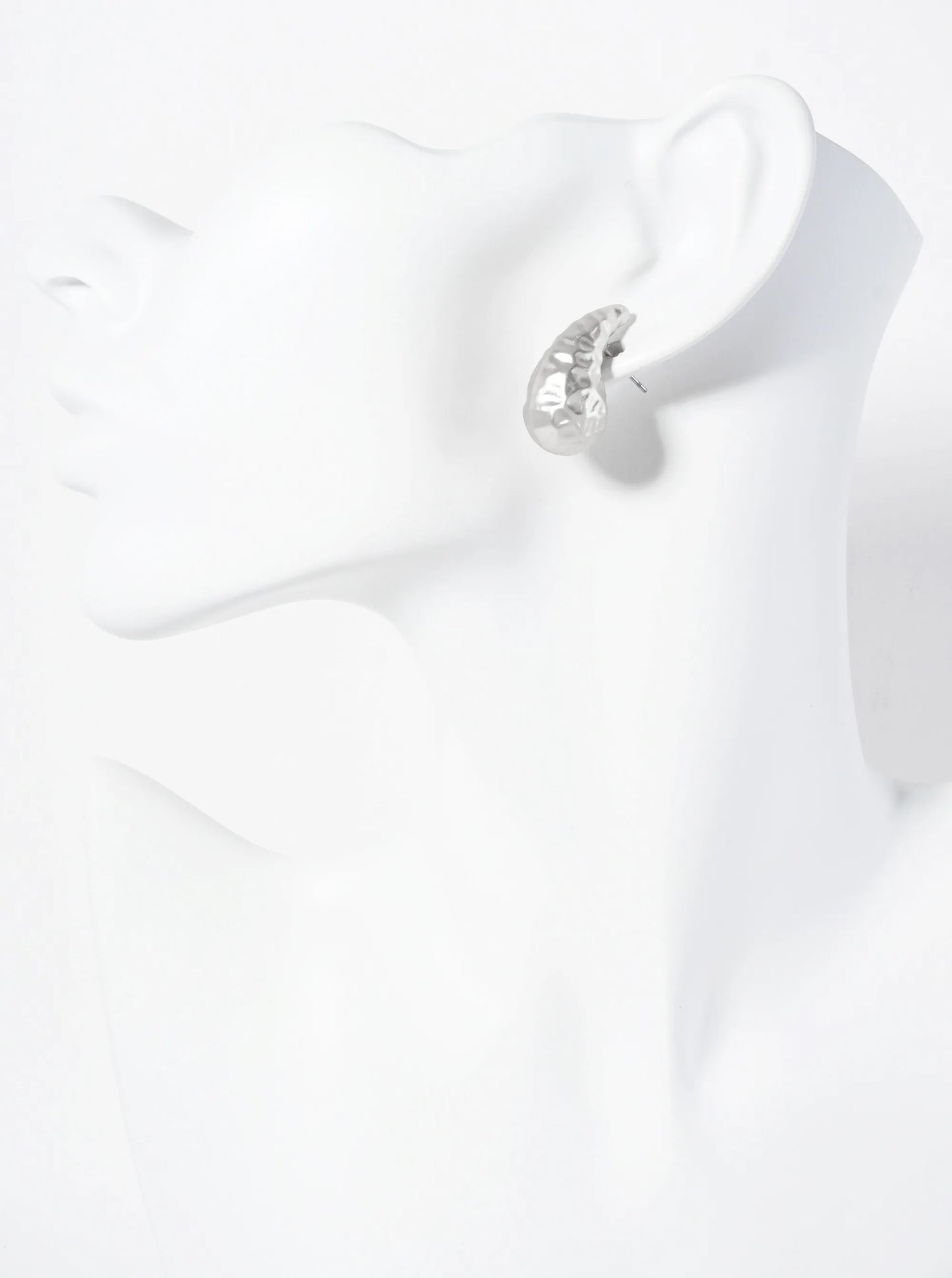 Hammered-texture Hollow Teardrop Post Earrings