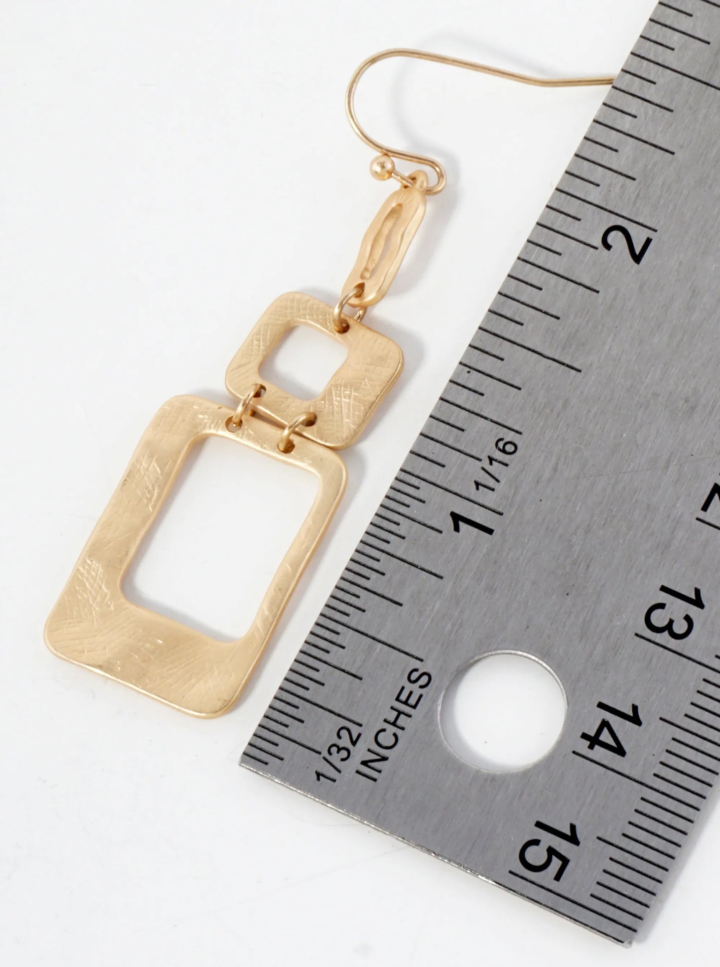 Hand-Molded Geometric Metal Rectangle Oval Drop Dangle Earrings