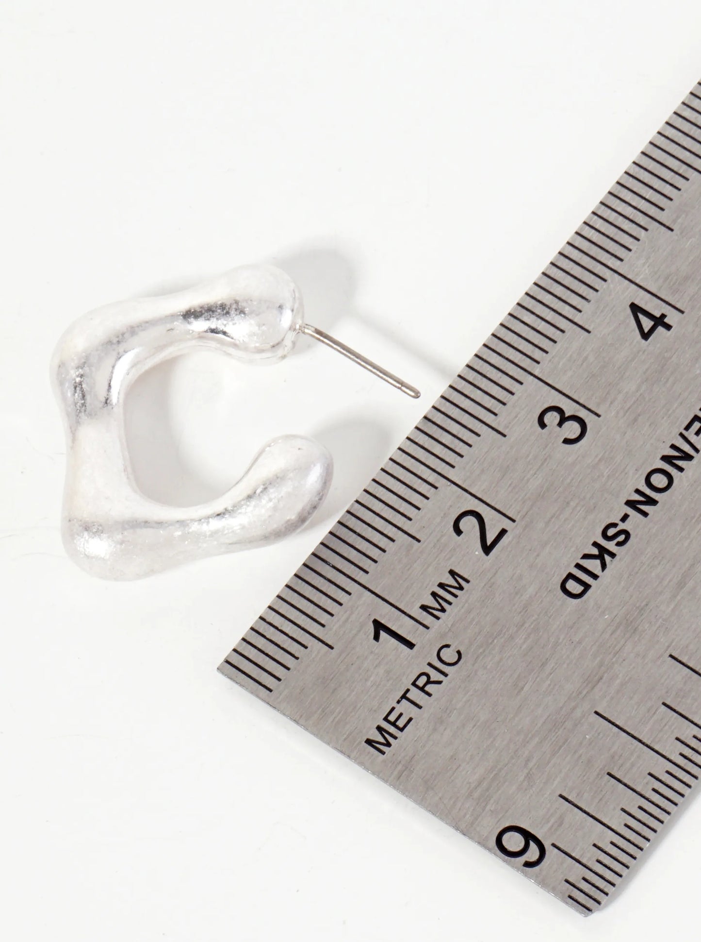 Hand-Scrunched Texture 27mm Rhombus Hoop Earrings With-Titanium-Post