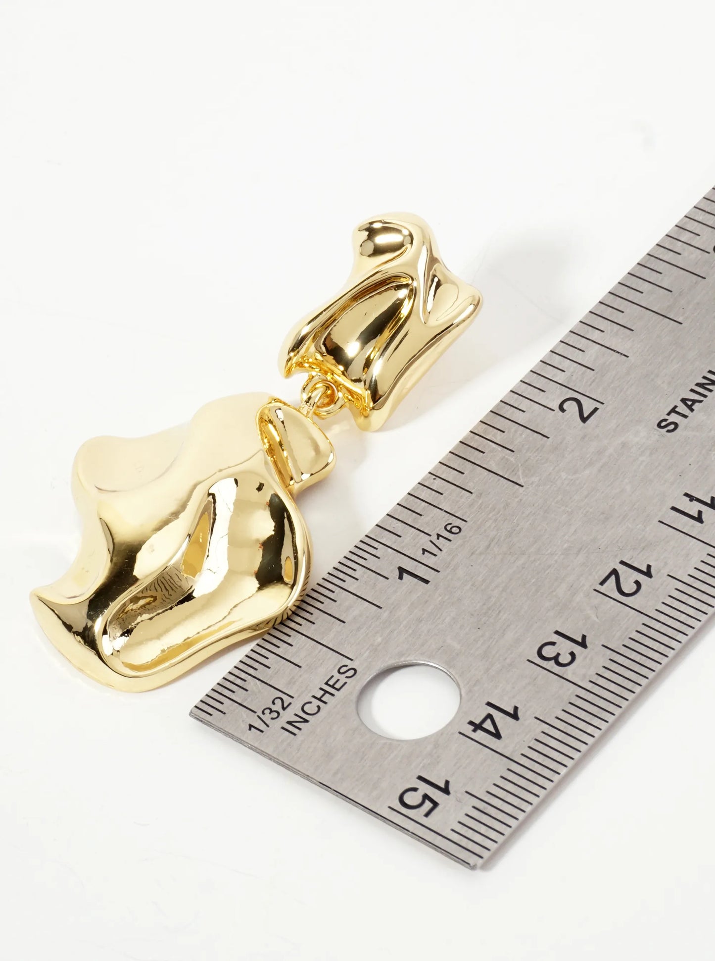 Handcrafted-Like Textured Design 18K-Gold-Dipped Organic Brass Statement Earrings