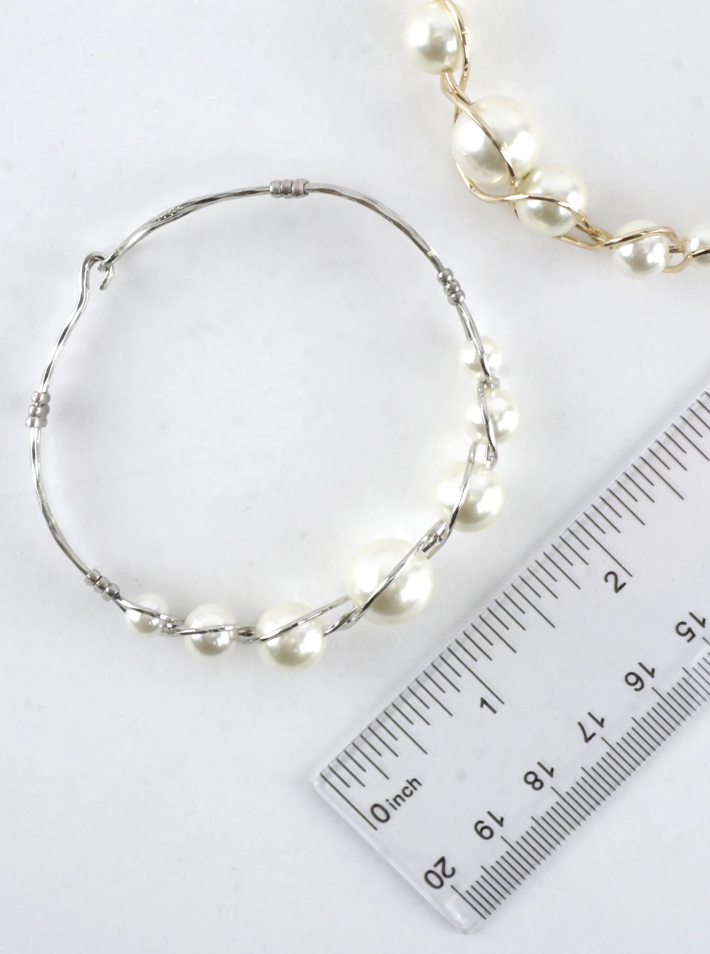 Handmade Woven Graduated Pearl Wire Cuff Bracelet