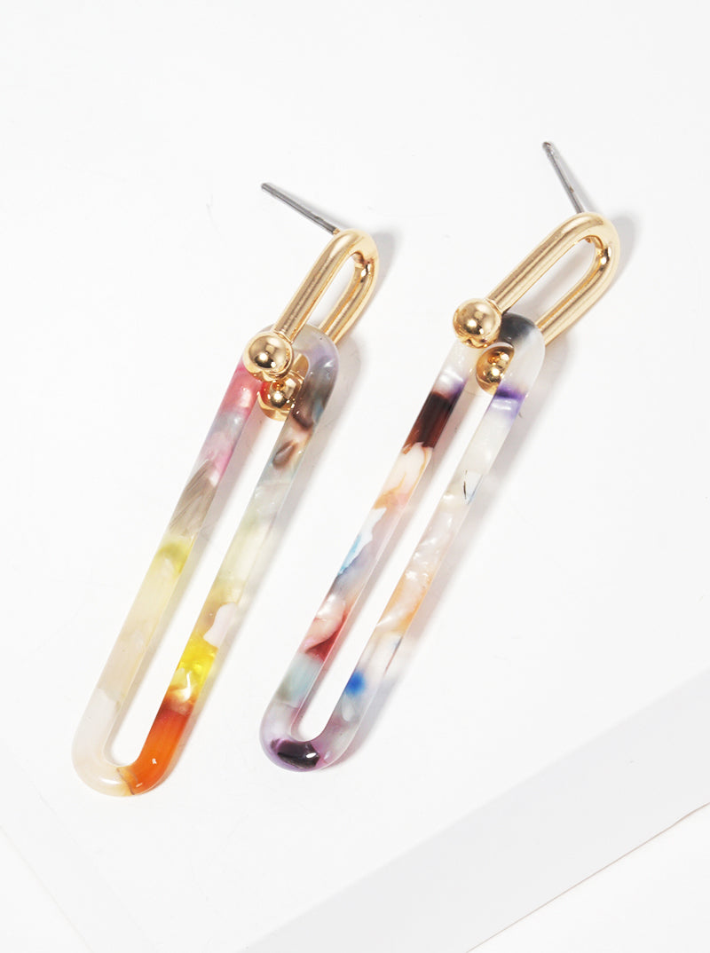 Semicircle Acetate Fish Hook Dangle Drop Earrings