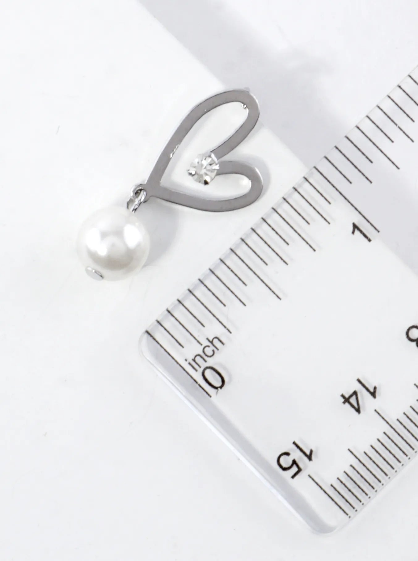 Heart Drop Earrings With Cubic Zirconia Pearl Drop