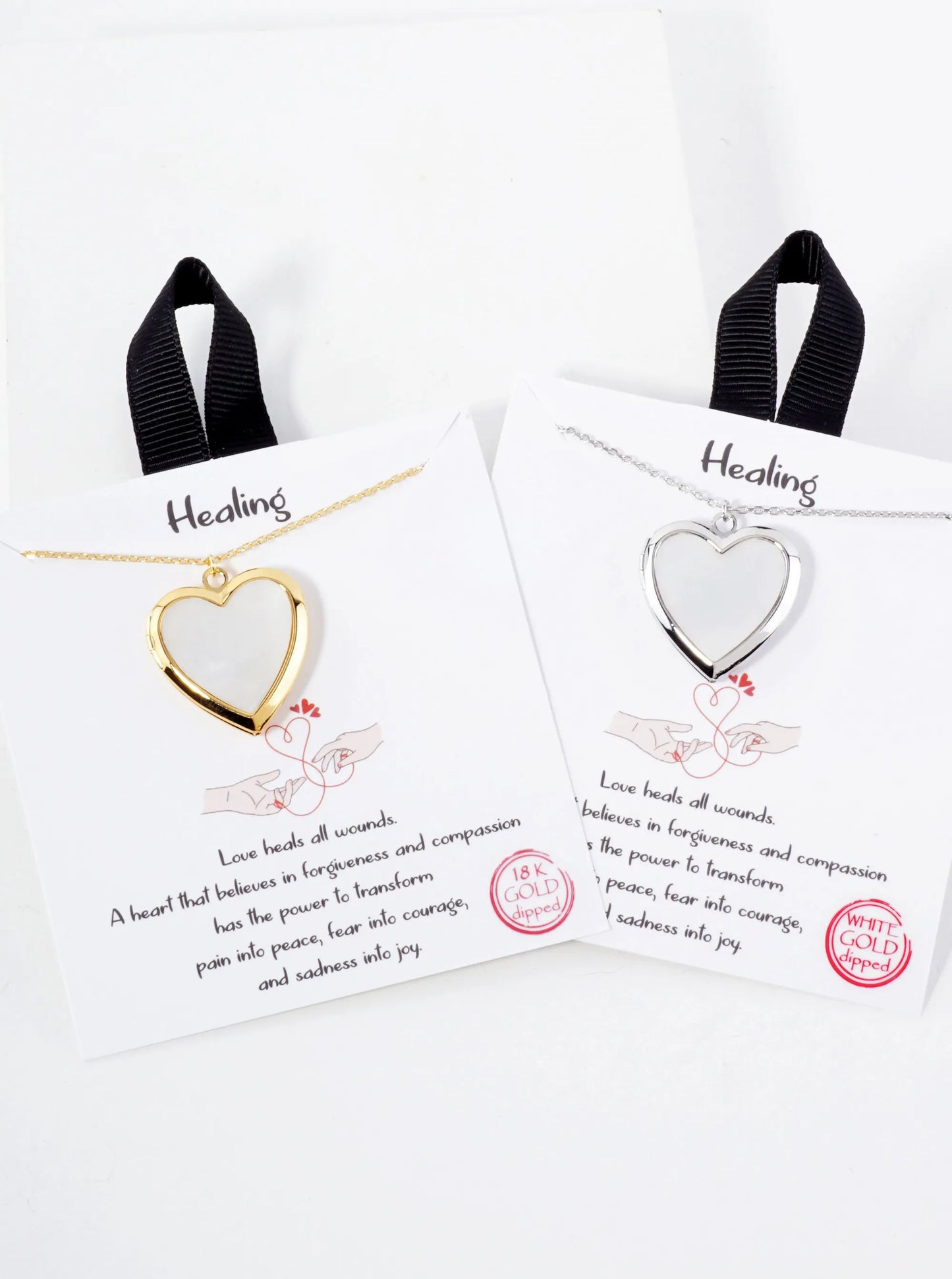 Heart Locket MOP Pendant Hypoallergenic 18K-Gold-Dipped Necklace