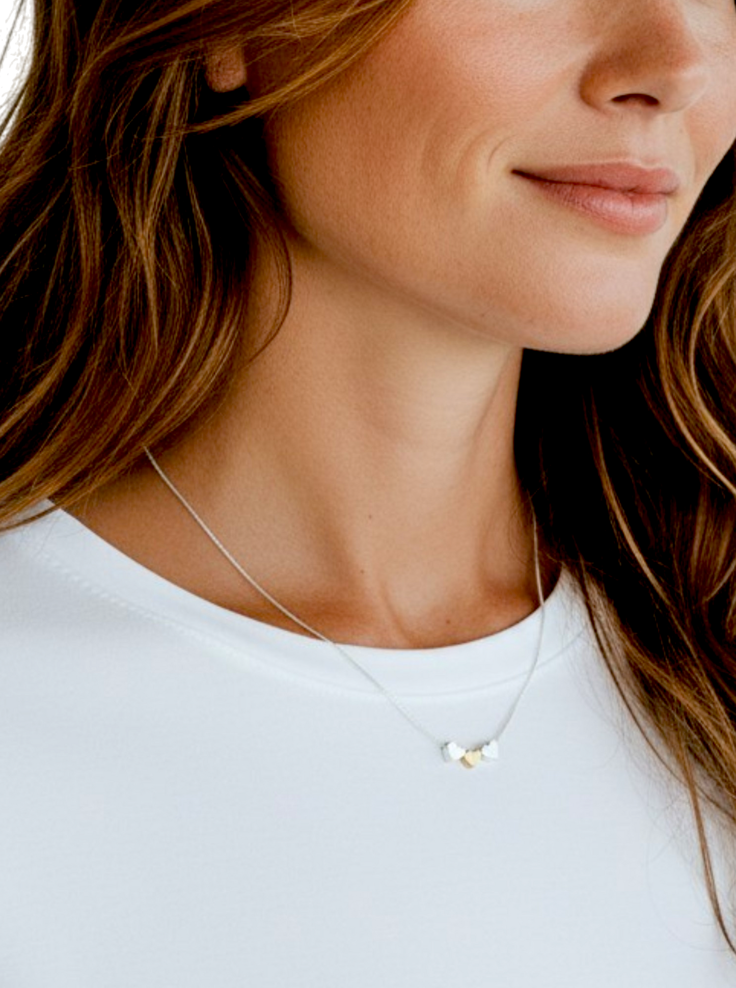 Heart Trio Polished Chain Necklace