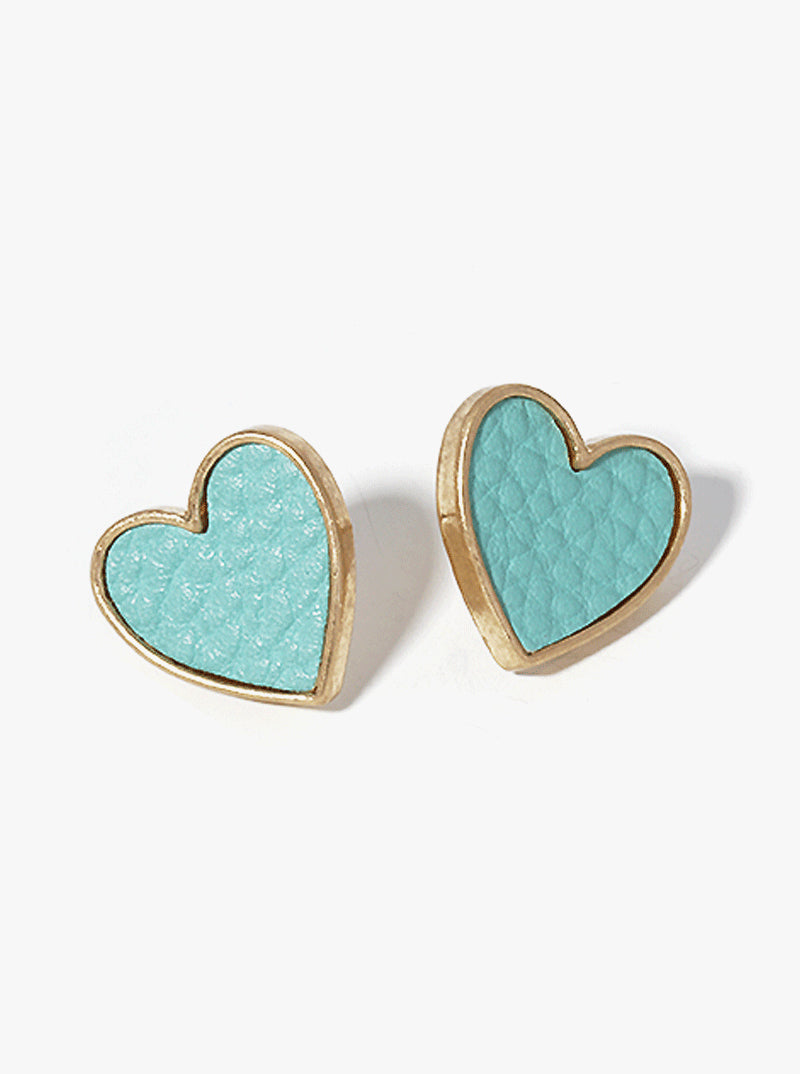 Heart Shape Leatherette Post Stud Earrings