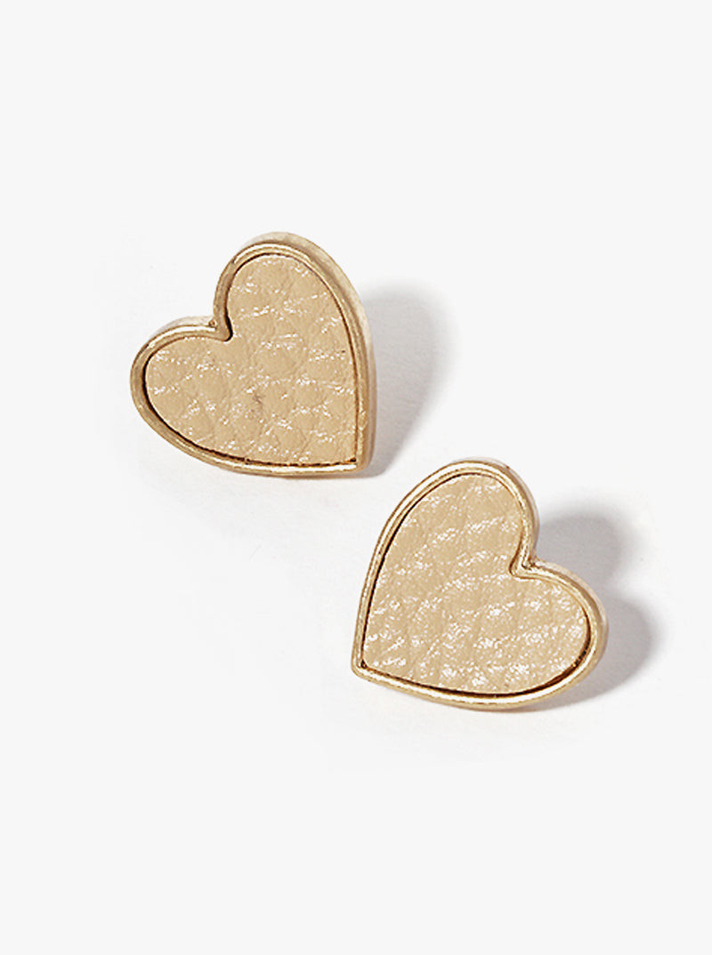 Heart Shape Leatherette Post Stud Earrings