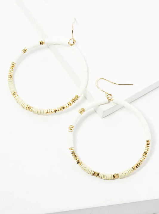 Heishi Beaded Circle Dangle Drop Earrings