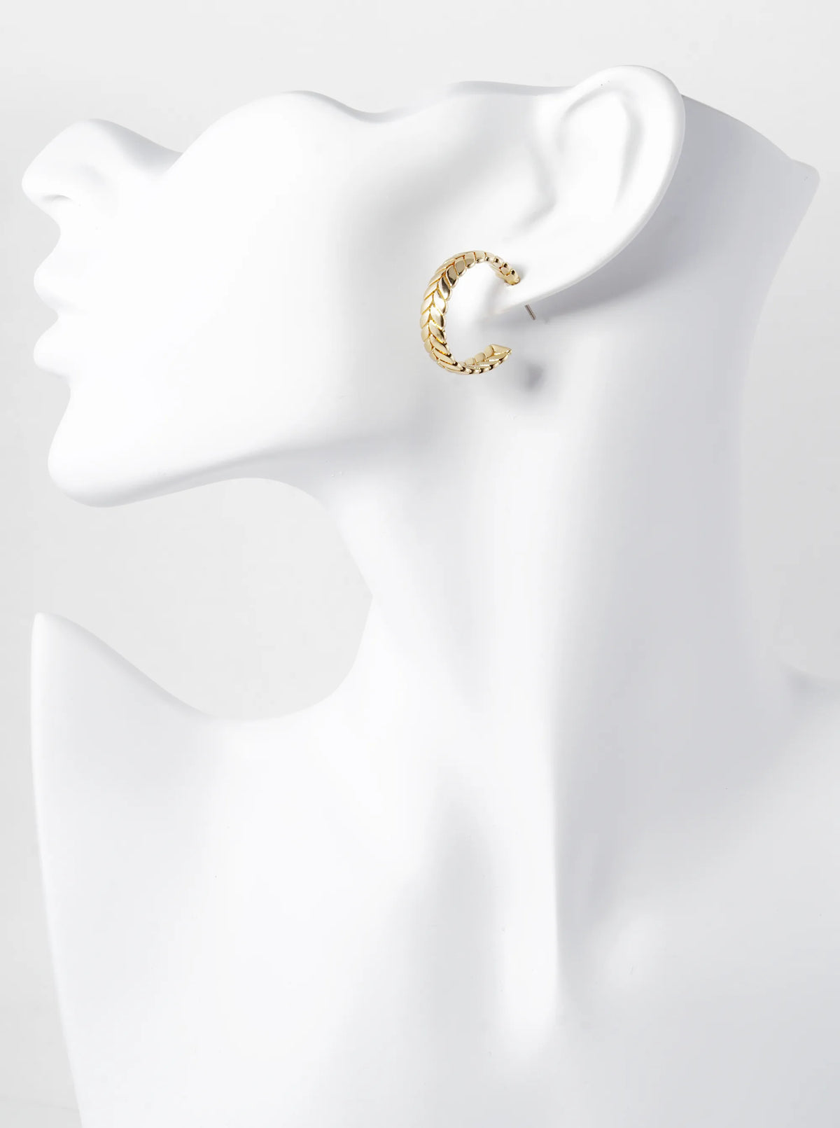 Herringbone Textured 25mm Open Hoop Earrings