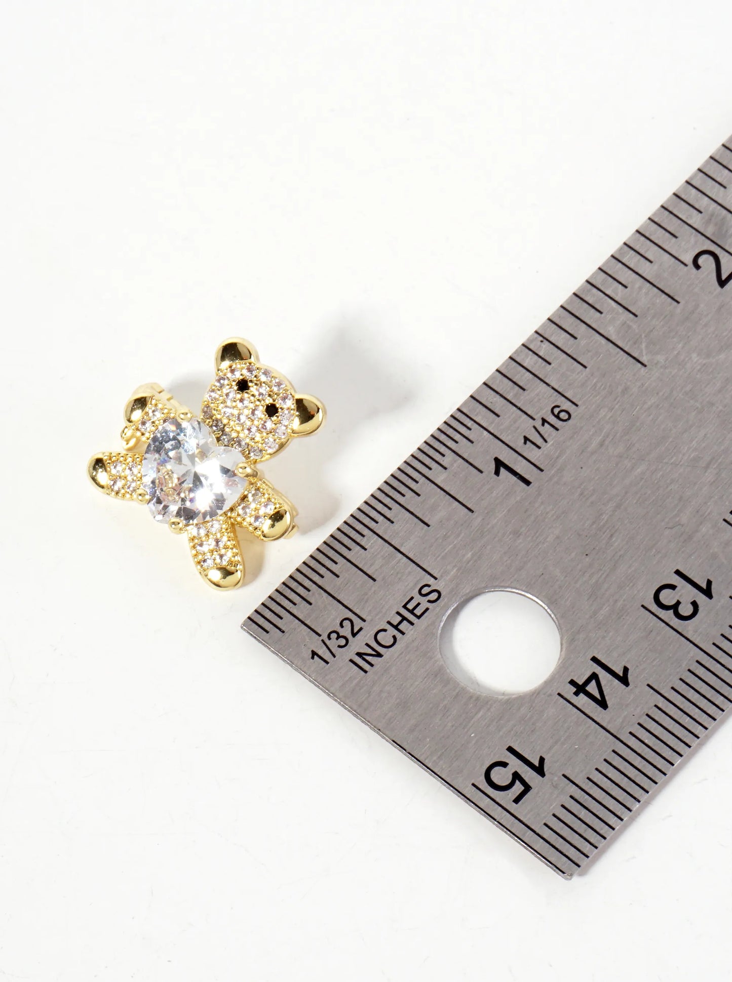 Holding-a-CZ-Heart 18K-Gold-Dipped Pave-Set Cubic-Zirconia Teddy-Bear Brass Brooch