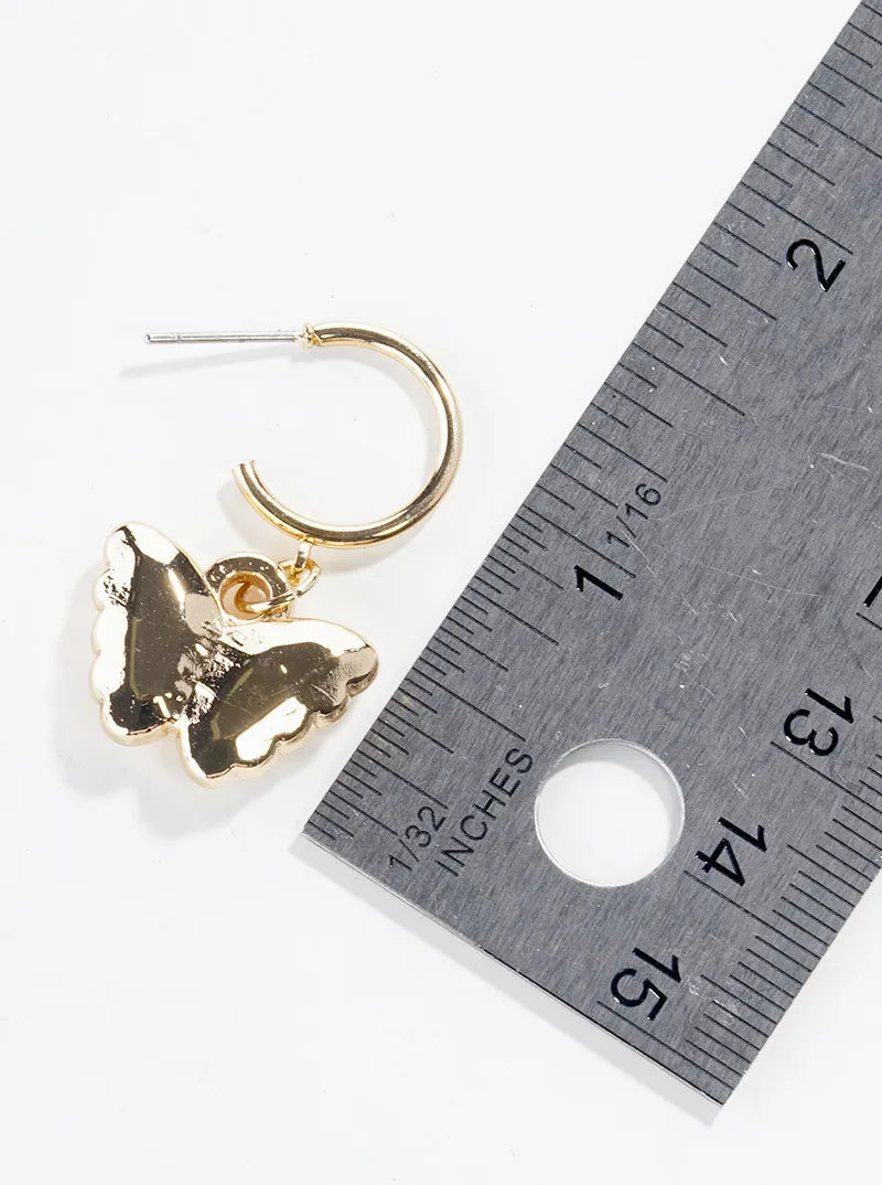 Hollow Butterfly Drop 15mm Open Hoop Earrings