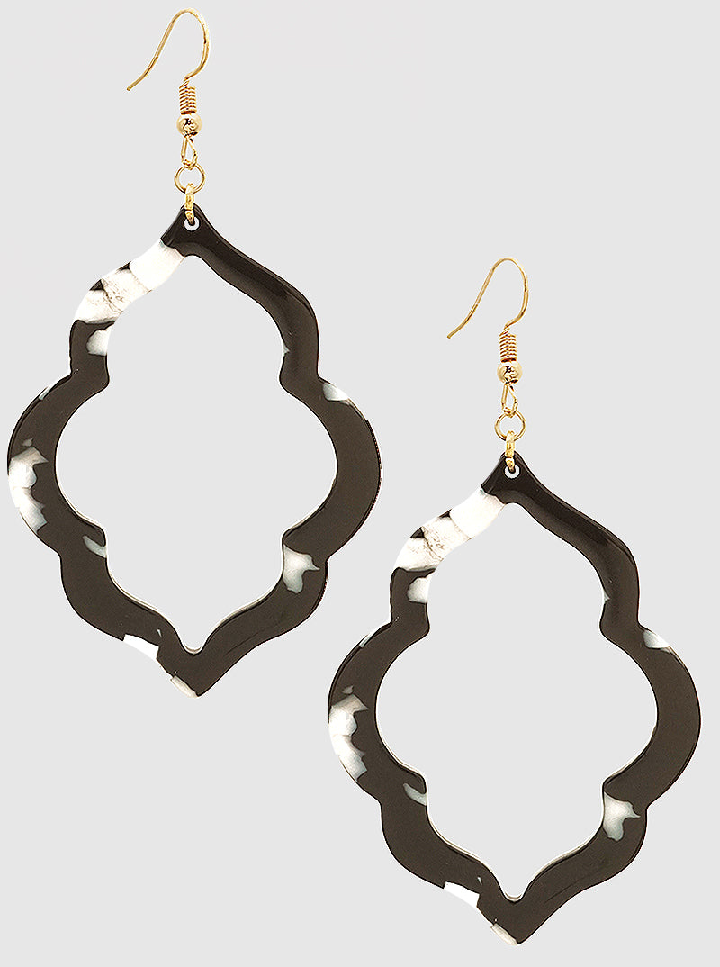 Hollow Quatrefoil Acetate Dangle Drop Earrings