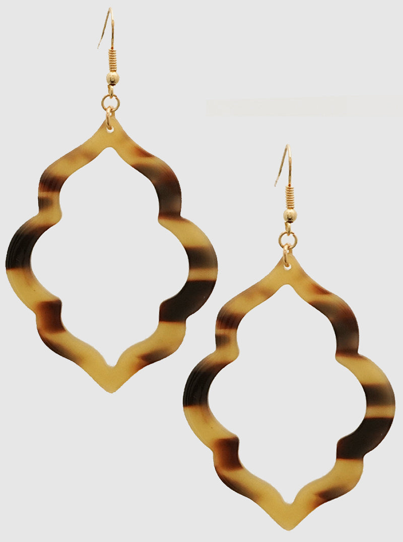 Hollow Quatrefoil Acetate Dangle Drop Earrings