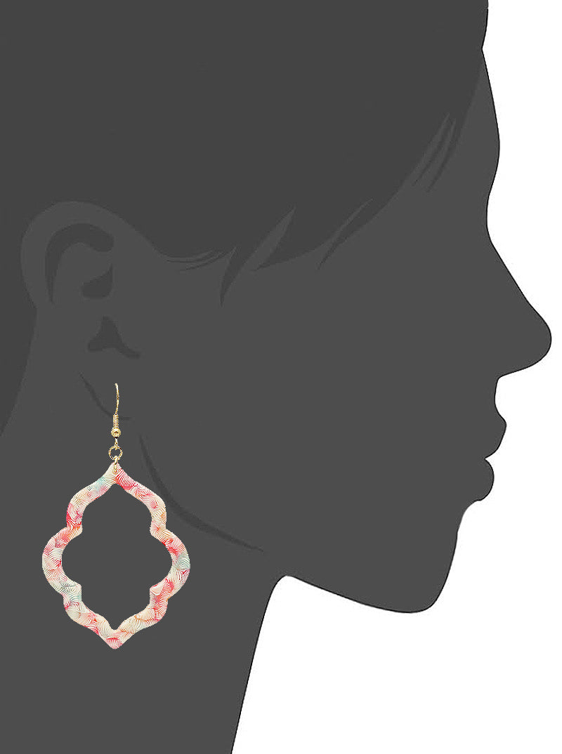 Hollow Quatrefoil Acetate Dangle Drop Earrings