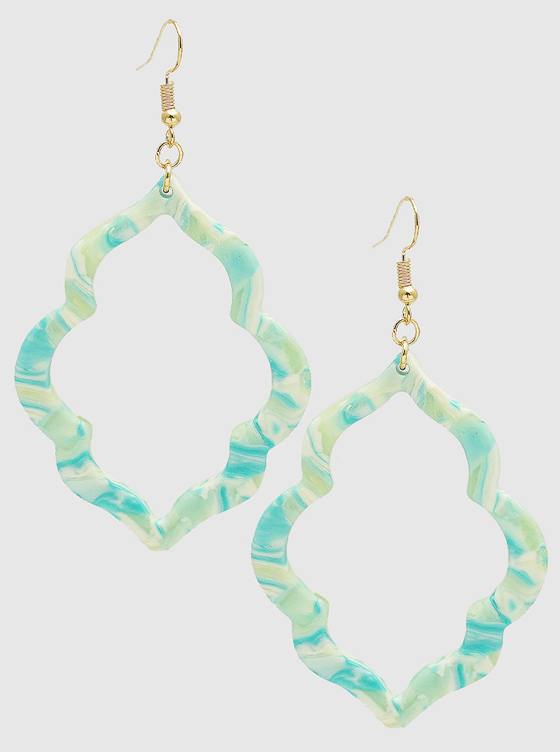 Hollow Quatrefoil Acetate Dangle Drop Earrings