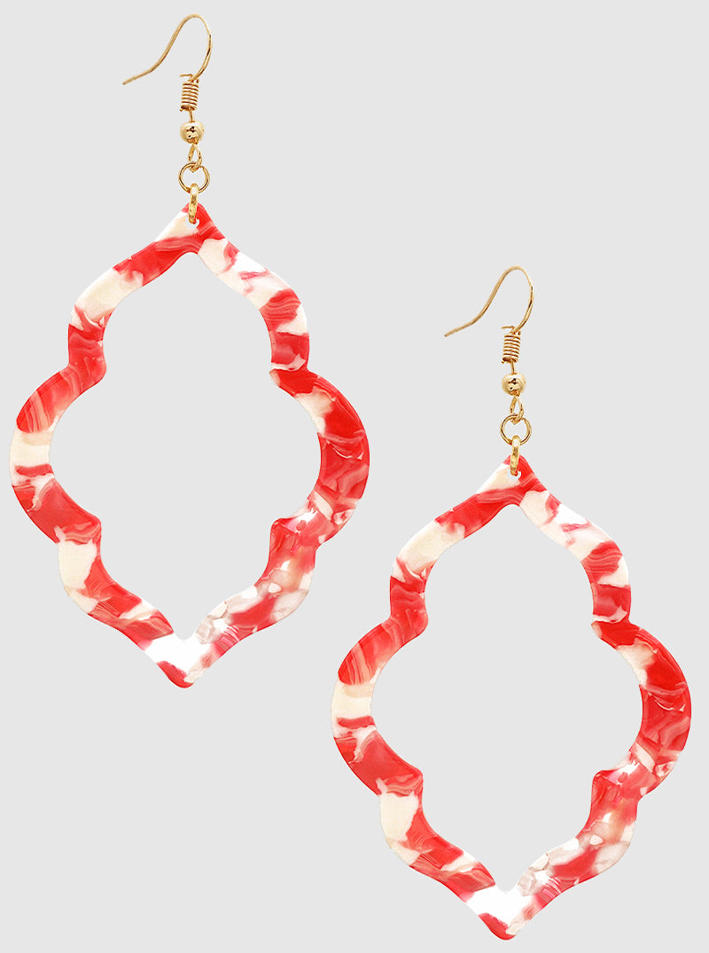Hollow Quatrefoil Acetate Dangle Drop Earrings