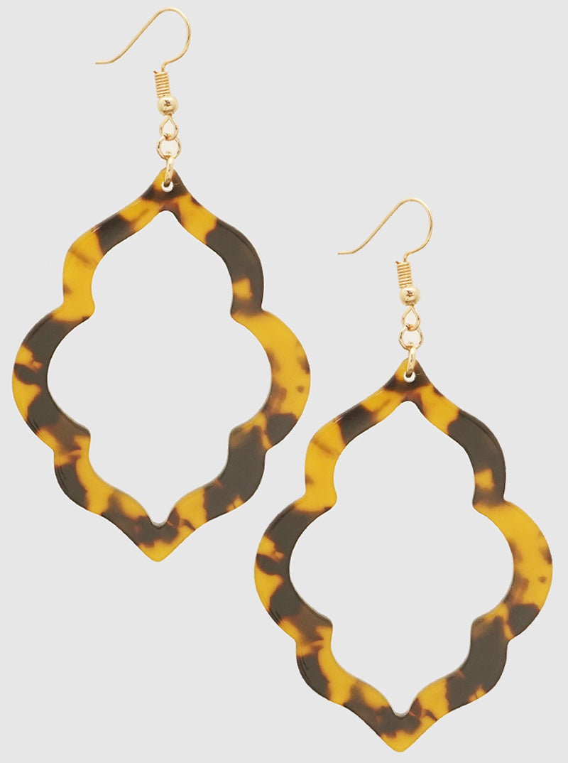 Hollow Quatrefoil Acetate Dangle Drop Earrings