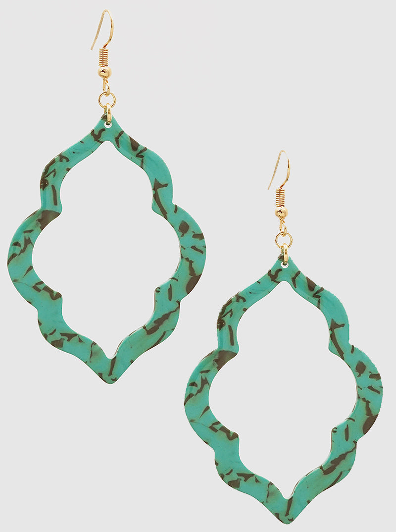 Hollow Quatrefoil Acetate Dangle Drop Earrings