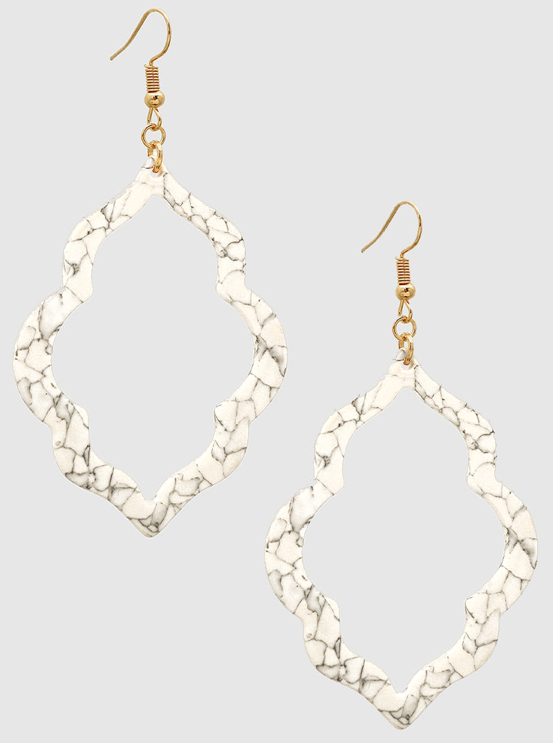 Hollow Quatrefoil Acetate Dangle Drop Earrings