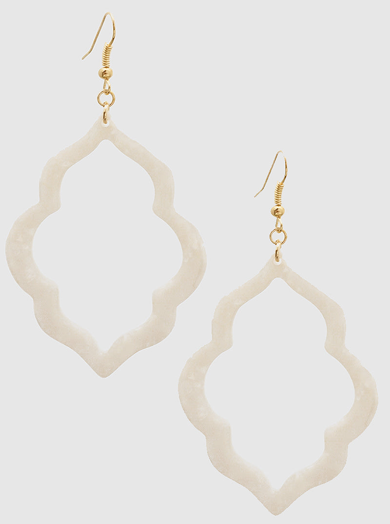 Hollow Quatrefoil Acetate Dangle Drop Earrings