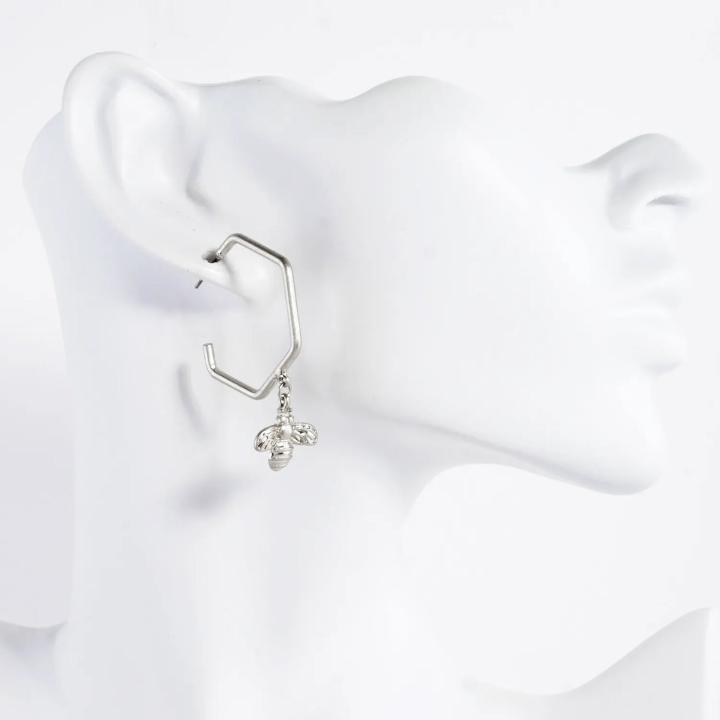 Honey Bee Drop 30mm Hexagon Push-Back Hoop Earrings