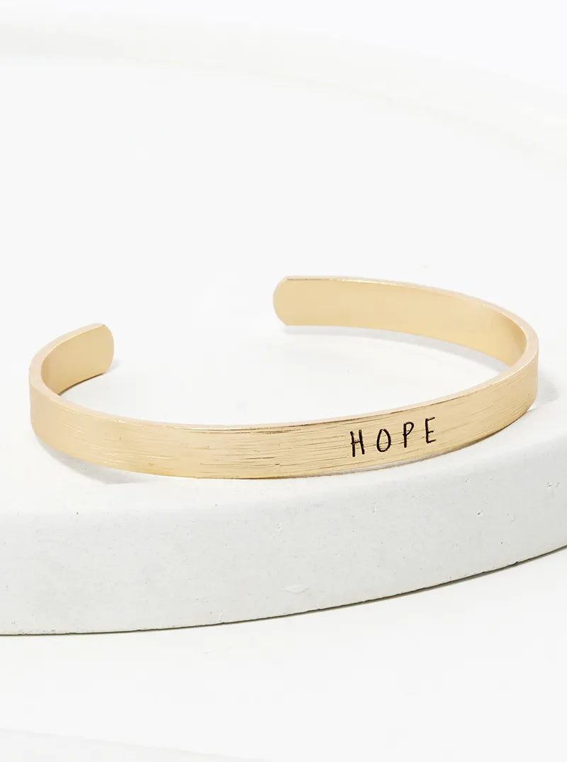 Hope Engraved Inspirational Cuff Bracelet
