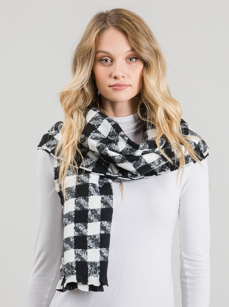 Houndstooth Plaid Oversized Oblong Scarf