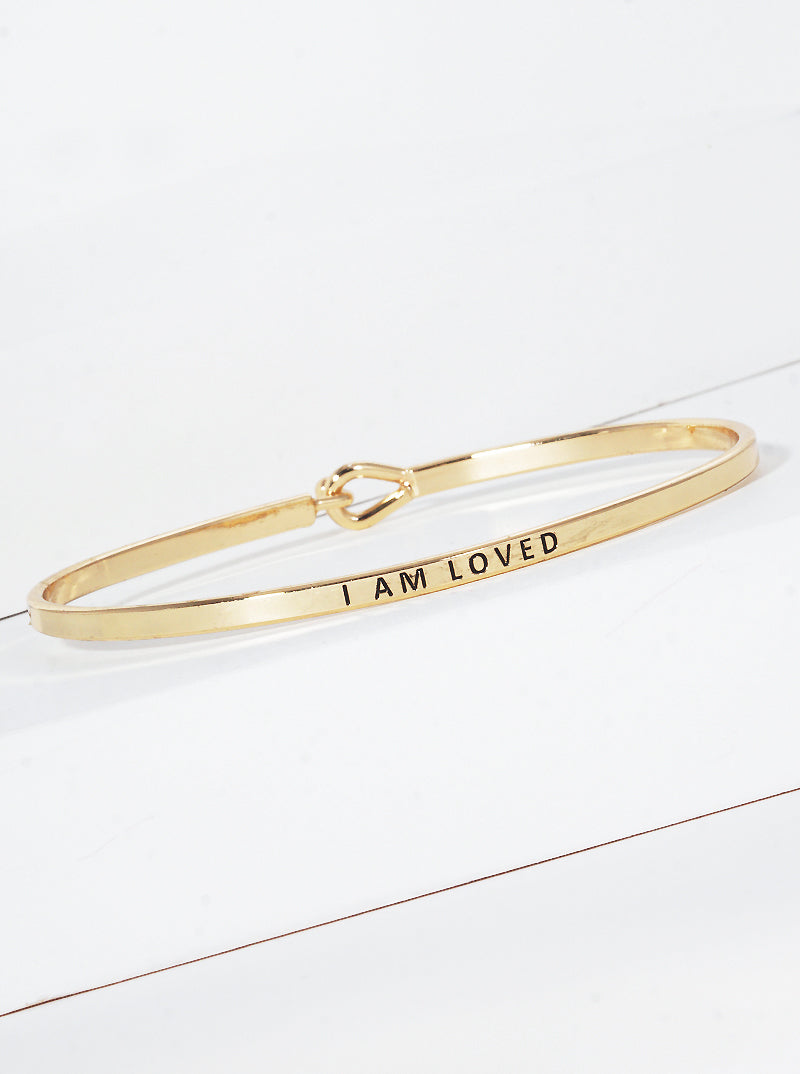 I Am Loved Engraved Inspirational Bangle Bracelet