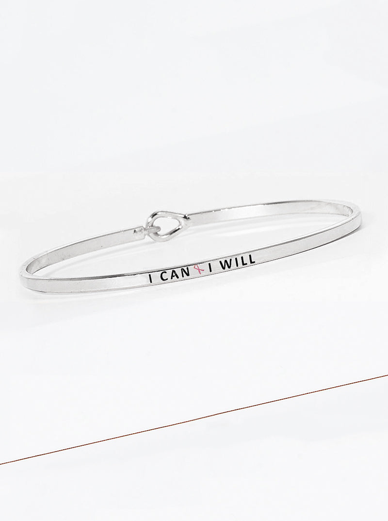 I Can I Will Engraved Inspirational Bangle Bracelet