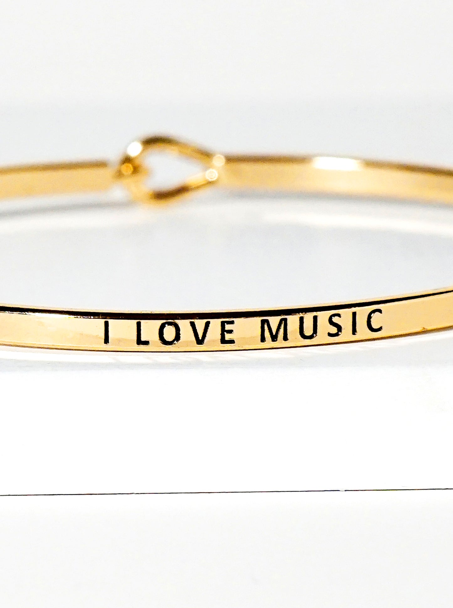 I Love Music Engraved Inspirational Bangle Bracelet