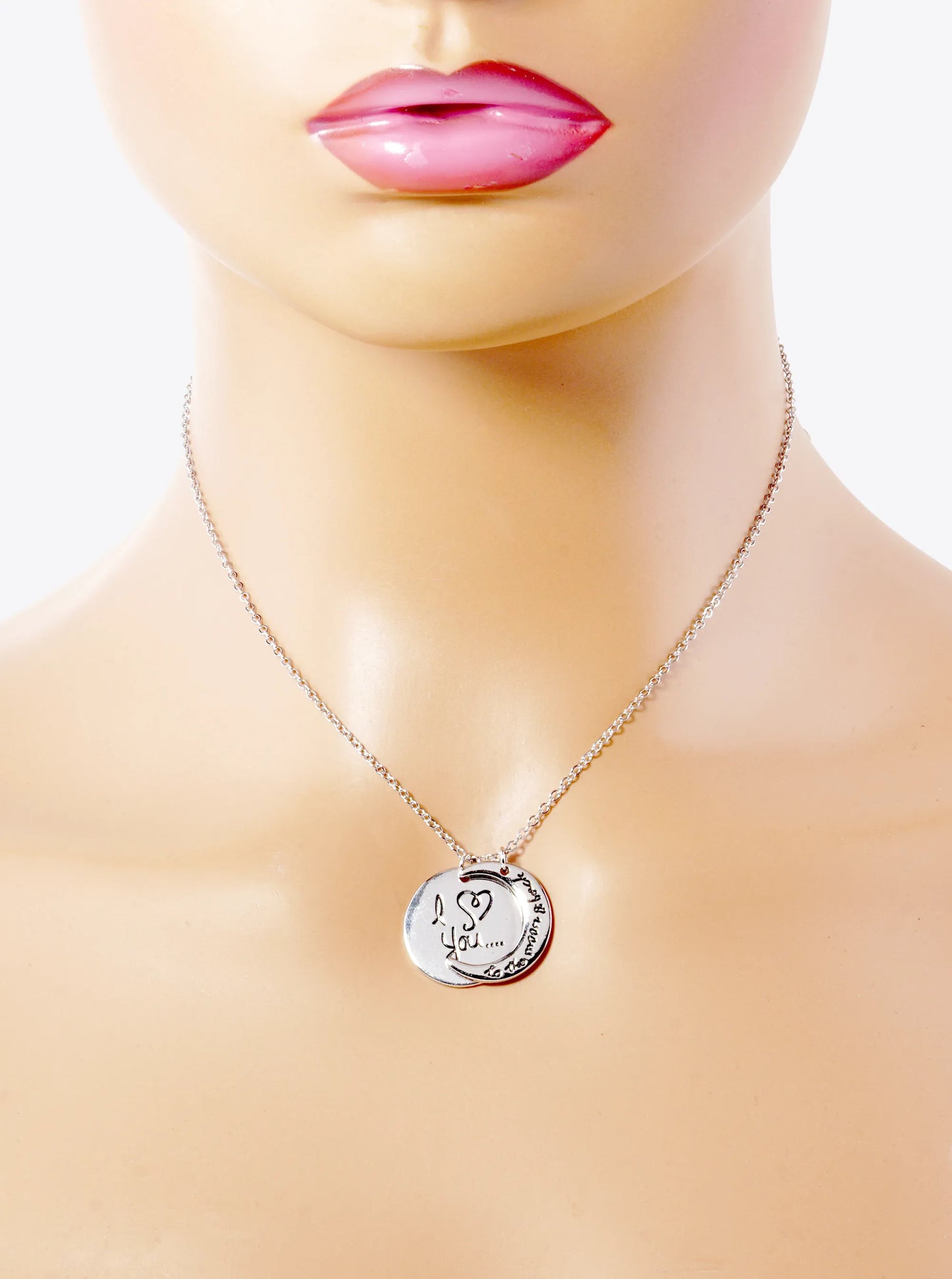 I Love You To The Moon And Back Engraved Pendant Necklace